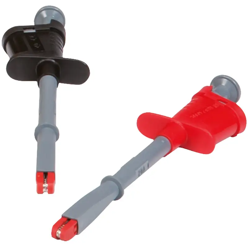 Abgreifer (Krokoklemme) 20A CAT III-1000V mit isoliertem Griff in rot und schwarz