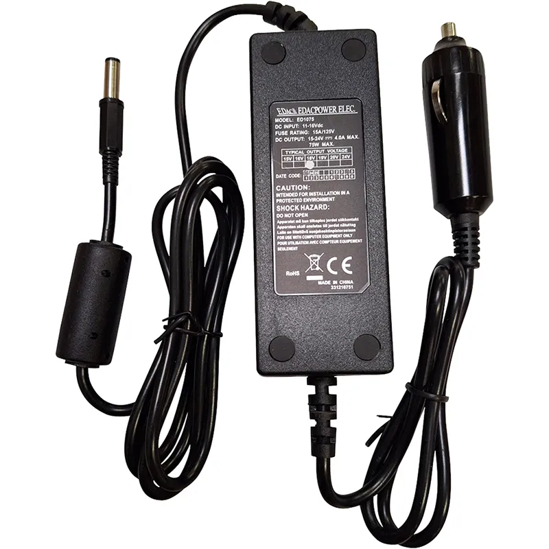 Adapter für Akkuaufladung mit Zigarettenanzünderstecker und rundem Anschlusskabel für tragbare Messgeräte.