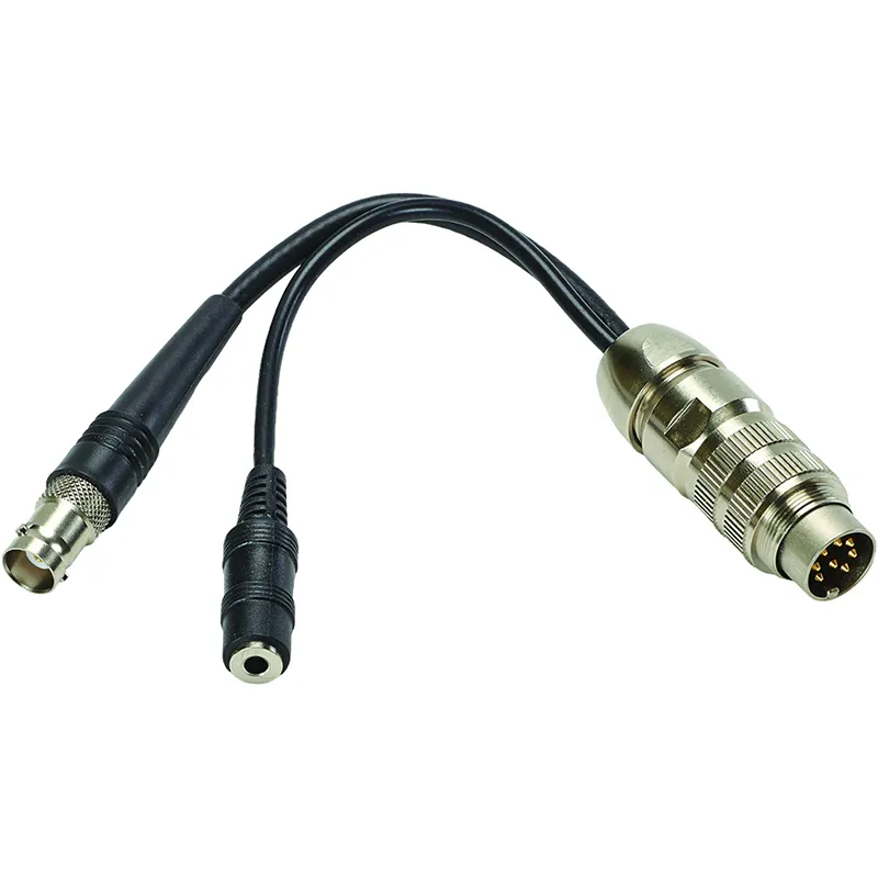 Adapter zur Verbindung von 8-poligen DIN-Steckern mit BNC- und Klinkenanschlüssen für Messgeräte.