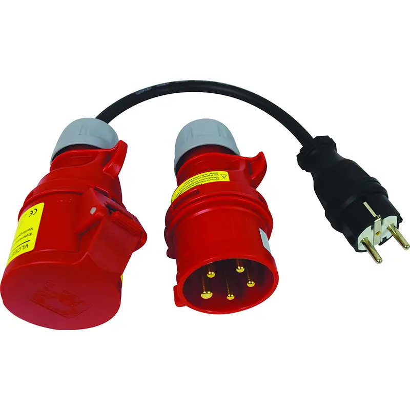 Adapter zur Prüfung von 5-poligen CEE-16 Verlängerungsleitungen mit Steckverbindung