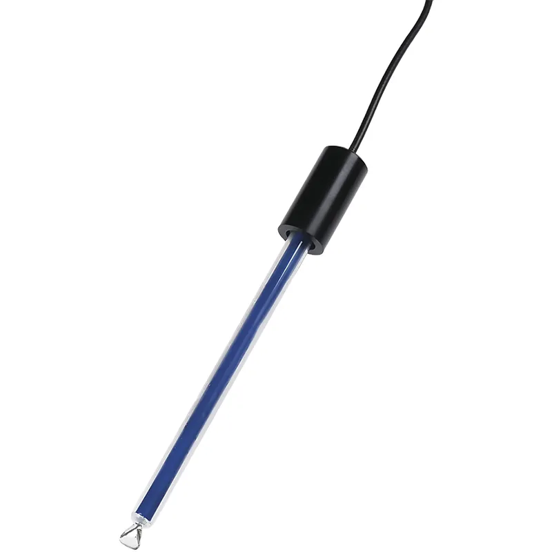 Redox-Messelektrode mit durchsichtigem Zylinder, blauer Spitze und BNC-Stecker