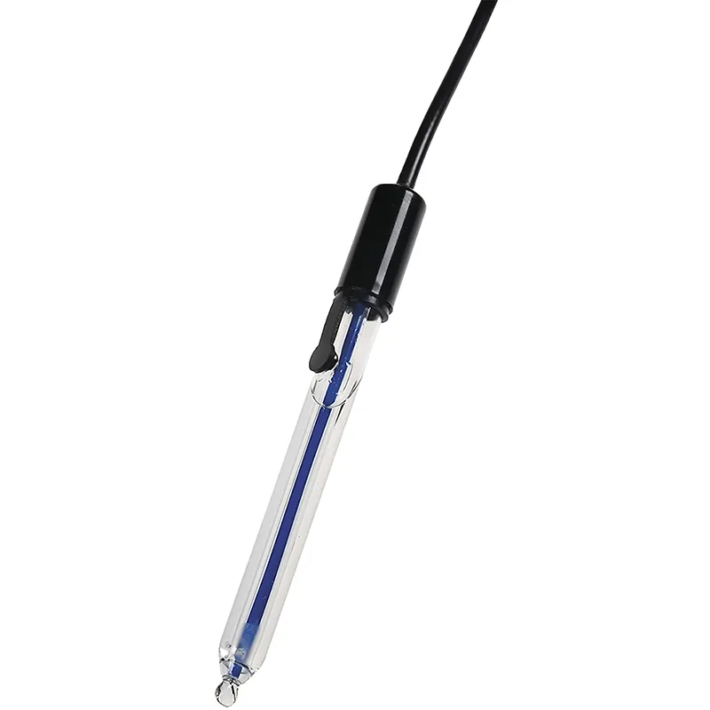 Redox-Einstabmesskette mit BNC-Stecker und blauem Innenkern für präzise Messungen.