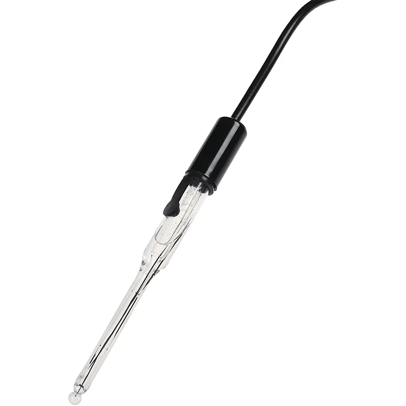 pH-Einstabmesskette mit durchsichtigem Glasstab, rundem Sensor und BNC-Stecker