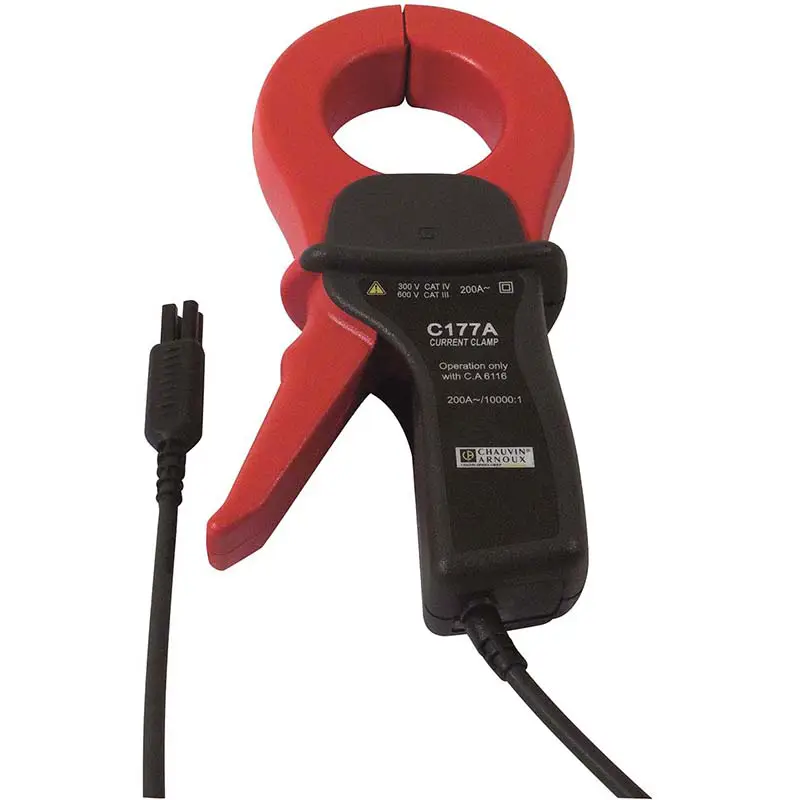 Stromzange C177A zur Messung von bis zu 200A mit rotem Griff und Anschlusskabel