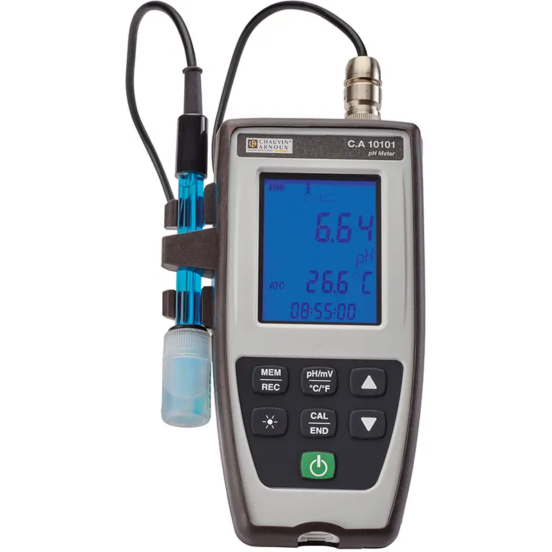 Tragbares pH-Meter CA 10101 mit digitalem Display und angeschlossener pH-Elektrode