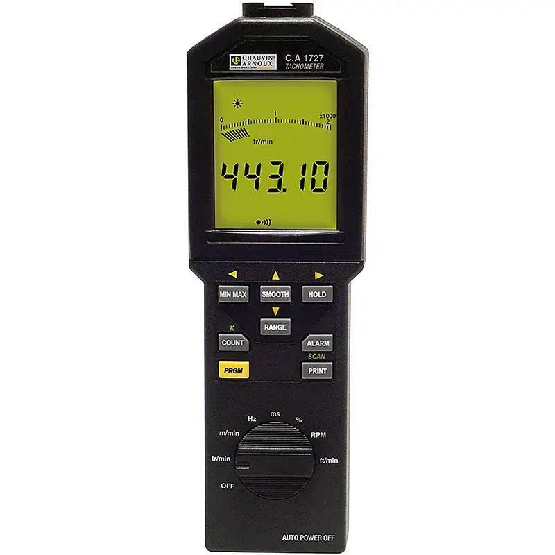 Tragbarer Drehzahlmesser CA 1727 mit LCD-Anzeige und Bedienelementen für industrielle Messungen