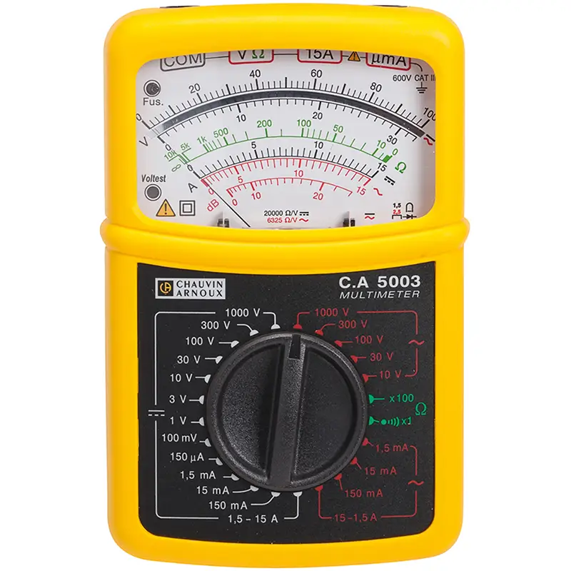 Analog-Multimeter CA 5003 mit Drehschalter und Skalen für Volt, Ampere und Ohm