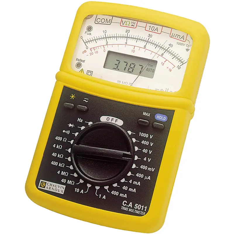 TRMS Multimeter CA 5011 mit gelbem Gehäuse, Drehknopf und LCD-Display für Messungen