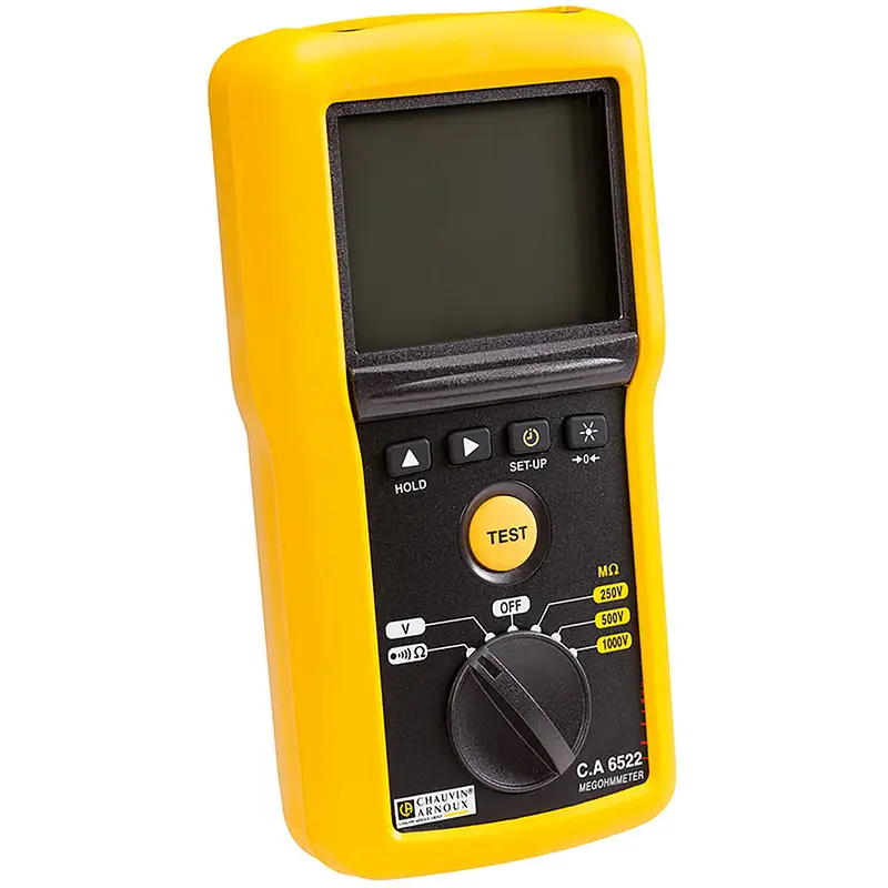 Isolationsmesser CA 6522 mit Drehknopf für Messbereiche 250V, 500V und 1000V sowie TEST-Taste