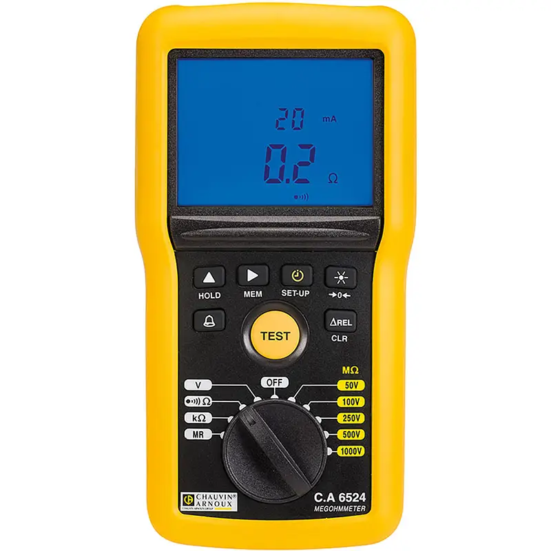 Isolationsmesser CA 6524 mit LCD-Display, Bedienelementen und Drehschalter für Messfunktionen