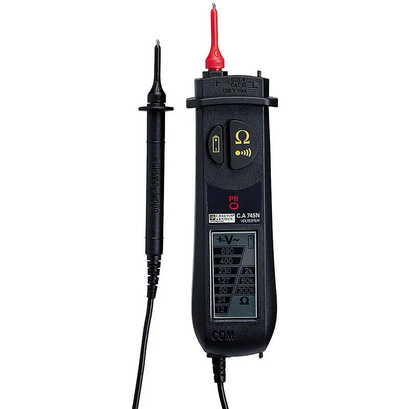 Tragbarer Spannungsprüfer CA 745N mit digitalem Display und zwei Testspitzen