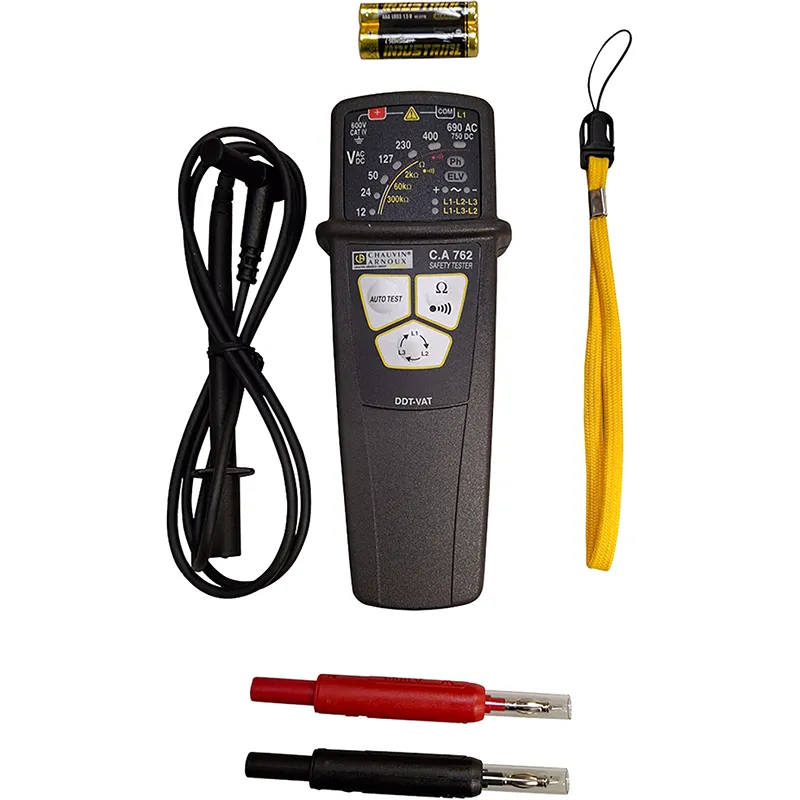 Spannungsprüfer CA 762 IP2X mit IP2X-Prüfspitzen und Zubehör zur sicheren Spannungsprüfung