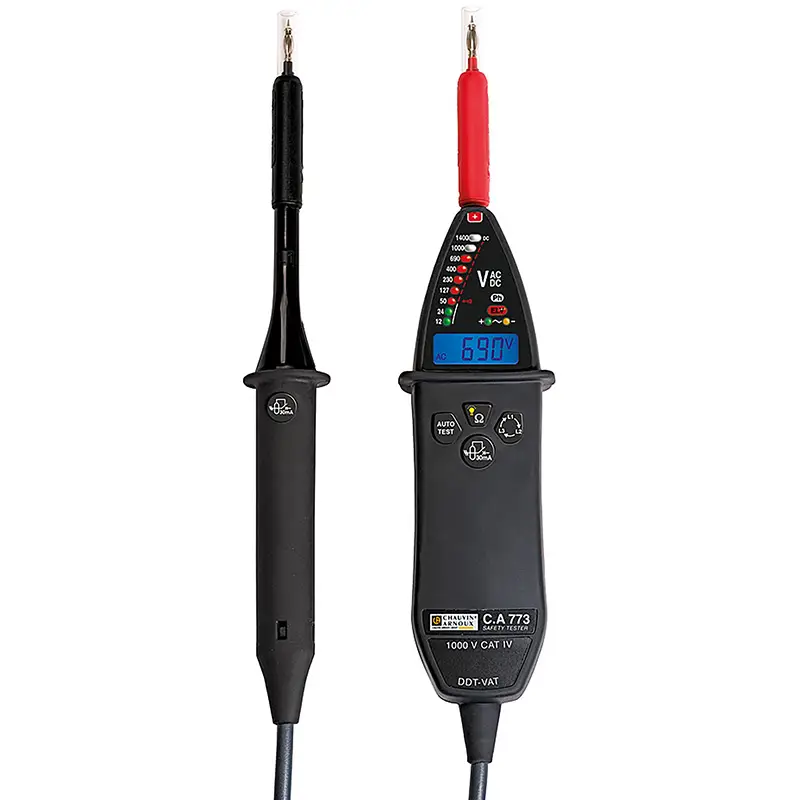 Tragbarer Spannungsprüfer CA 773 mit IP2X-Prüfspitzen und digitalem Display