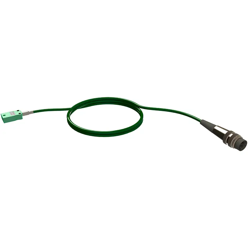 Grünes CK3 Verlängerungskabel mit 1 Meter Länge, grünem und schwarzem Stecker für Mess- und Prüftechnik.