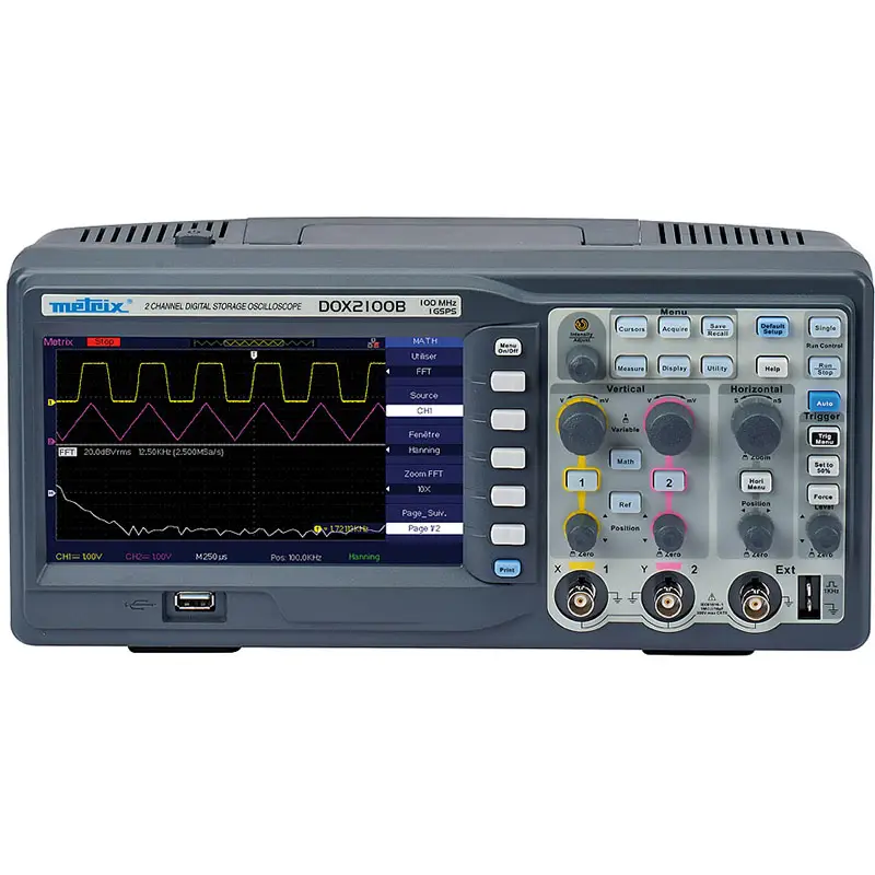 Digitales Oszilloskop DOX 2100B mit 100 MHz Bandbreite, Farbdisplay und Anschlüssen für USB und Ethernet