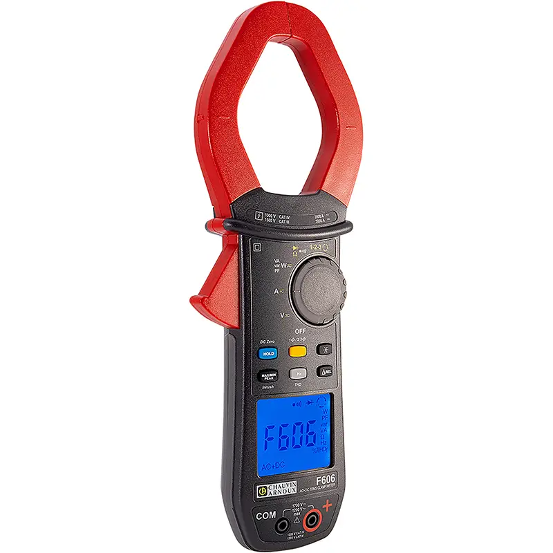 Vielfachmesszange F606 mit LCD-Display und roter Messklammer für Strom- und Spannungsmessungen