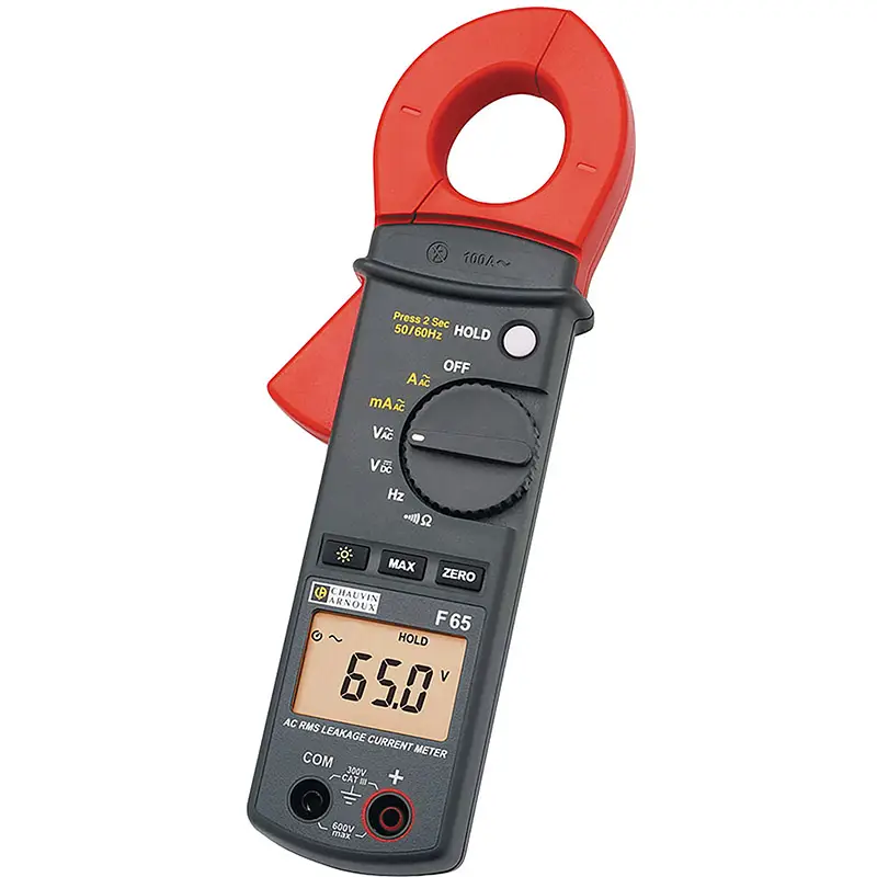 Vielfachmesszange F65 zur Leckstrommessung mit AC-, DC- und Hz-Funktionen sowie HOLD-Knopf