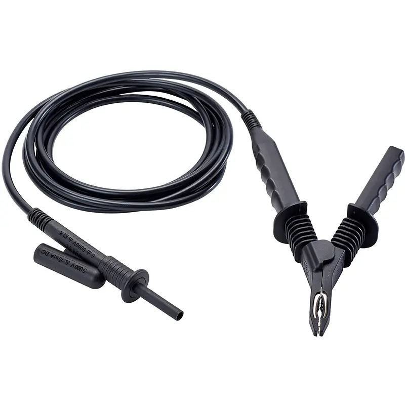 HV-Messleitung 5 kV mit schwarzer Krokodilklemme und 4mm-Stecker für 3 Meter Kabellänge.