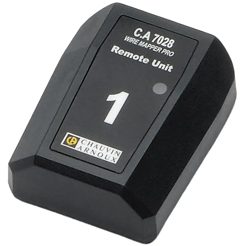 Schwarze Remote Unit CA 7028 WIRE MAPPER PRO mit Identifizierer Nr. 1 für tragbare Kabelprüfungen.
