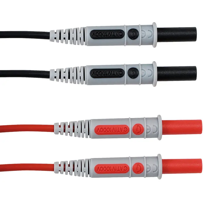 Messleitungen mit 4mm geraden Steckern, 1,5m, 15A, CAT IV 1000V, PVC-Isolierung in rot und schwarz