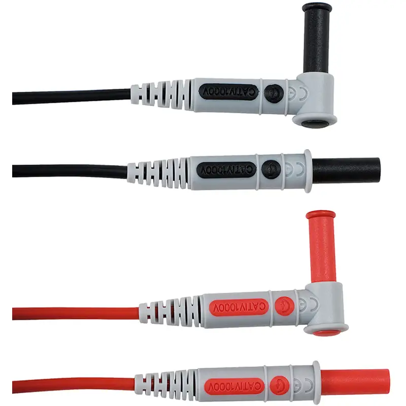 Messleitungen mit 4mm Steckern in rot und schwarz, 1,5m Länge, 15A, CAT IV 1000V, Silikonisolierung.