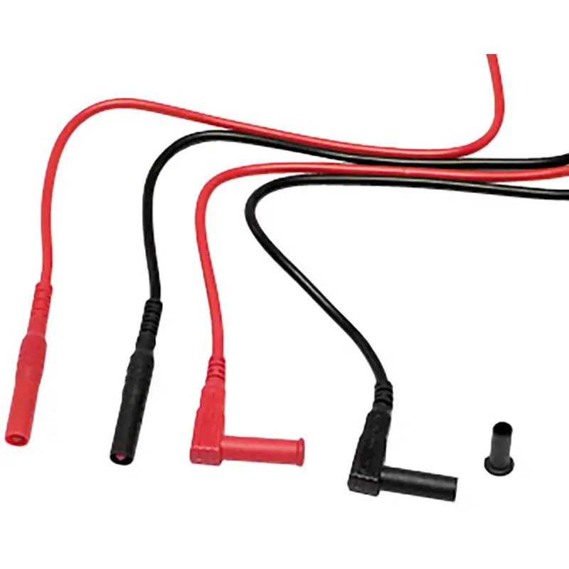 Messleitungen mit 4mm geraden und Winkelsteckern, 1,5m Länge, 15A, CAT IV 600V, PVC-Isolierung in rot und schwarz