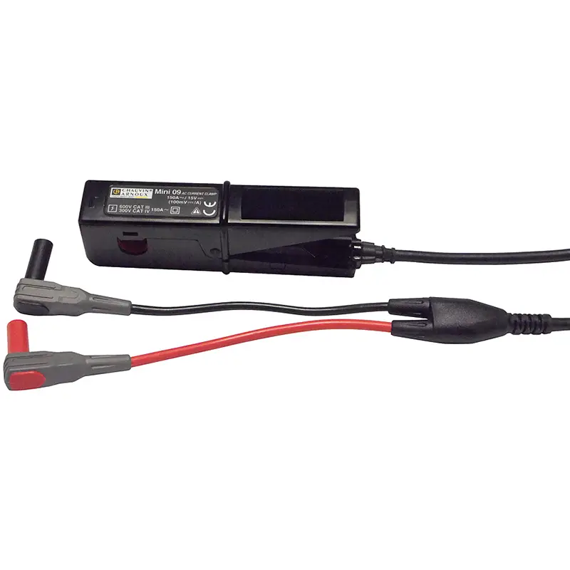 Strommesszange MINI 09 für Gleichstrommessung 1A/100mV mit roten und schwarzen Anschlussklemmen