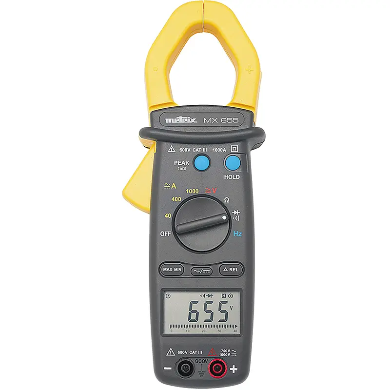 Vielfachmesszange MX 655 mit LCD-Display und Spannungsmesswert 65,5 V