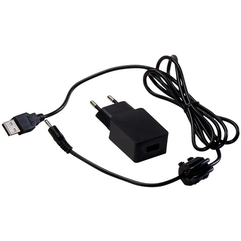 Netz-/Ladegerät für Handscope B mit schwarzem Stecker und USB-Anschluss