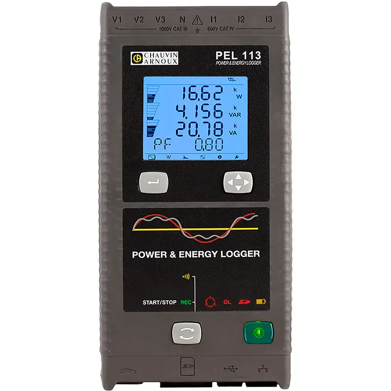 Leistungs- und Energierecorder PEL 113 mit LCD-Display zur Messung elektrischer Parameter