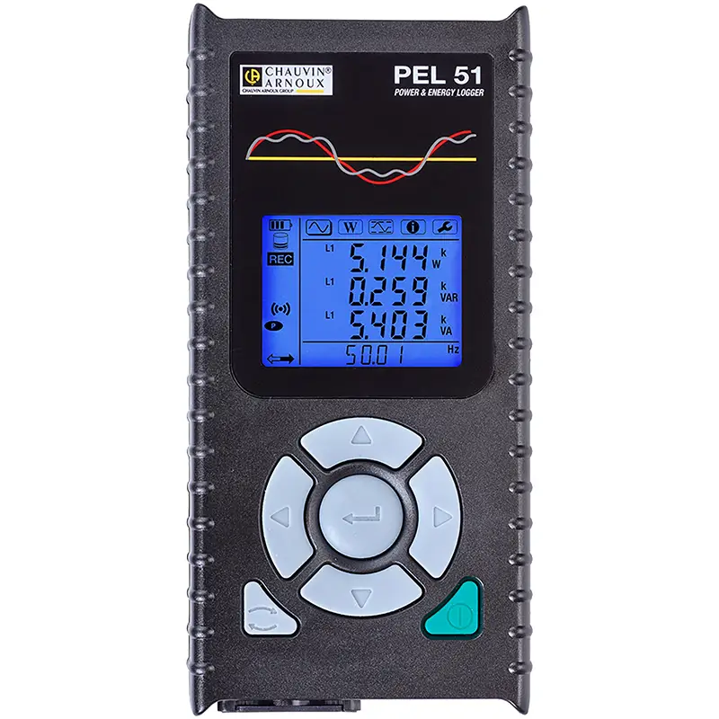 Tragbarer PEL 51 Leistungs- und Energierecorder mit Display zur Messung elektrischer Parameter