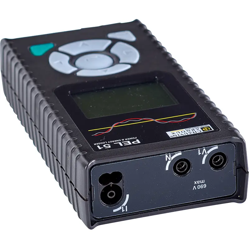 Leistungs- und Energierecorder PEL 51 mit LCD-Display und Anschlüssen für L1, N und V1