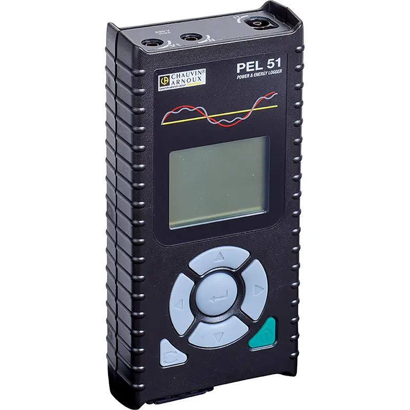 Leistungs- und Energierecorder PEL 51 mit robustem Gehäuse und integrierter Messfunktion für Energieanalysen.