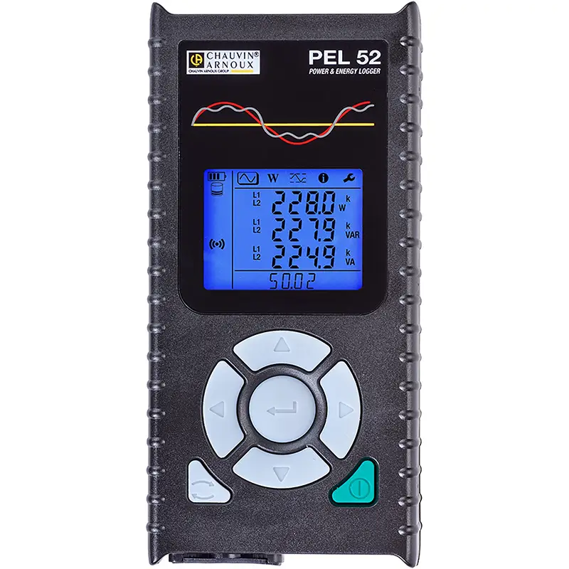 Leistungs- und Energierecorder PEL 52 mit Display für elektrische Messwerte und Navigationstasten