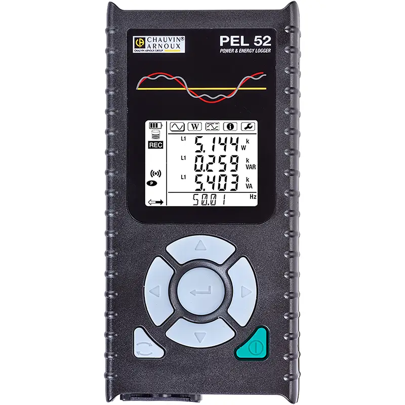 Tragbarer Leistungs- und Energierecorder PEL 52 mit digitalem Display und Bedienknöpfen