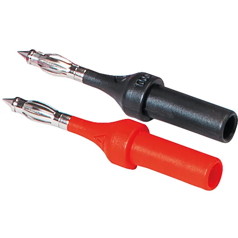 Prüfspitzen rot und schwarz mit 4 mm Durchmesser, Kategorie CAT II für Messgeräte.