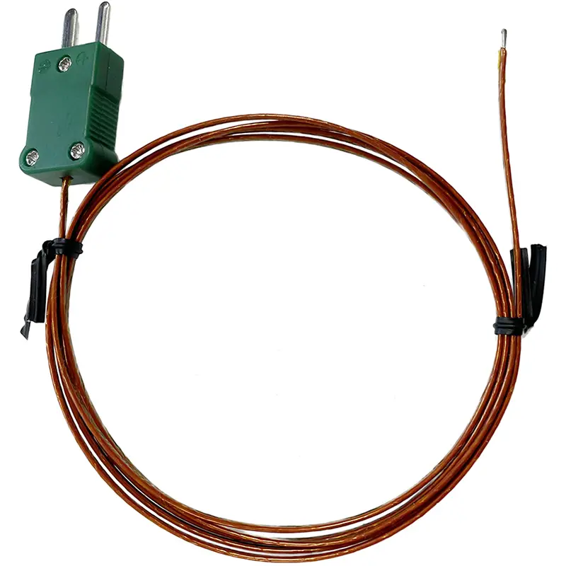 Flexibler Draht-Temperaturfühler SKF1 für Messungen von -50 °C bis +350 °C mit grünem Stecker