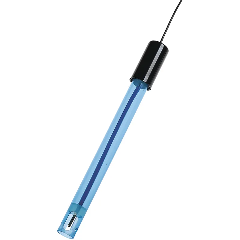 Argentometrie-Messelektrode mit transparentem blauen Zylinder und 4mm-Stecker für Laboranalysen